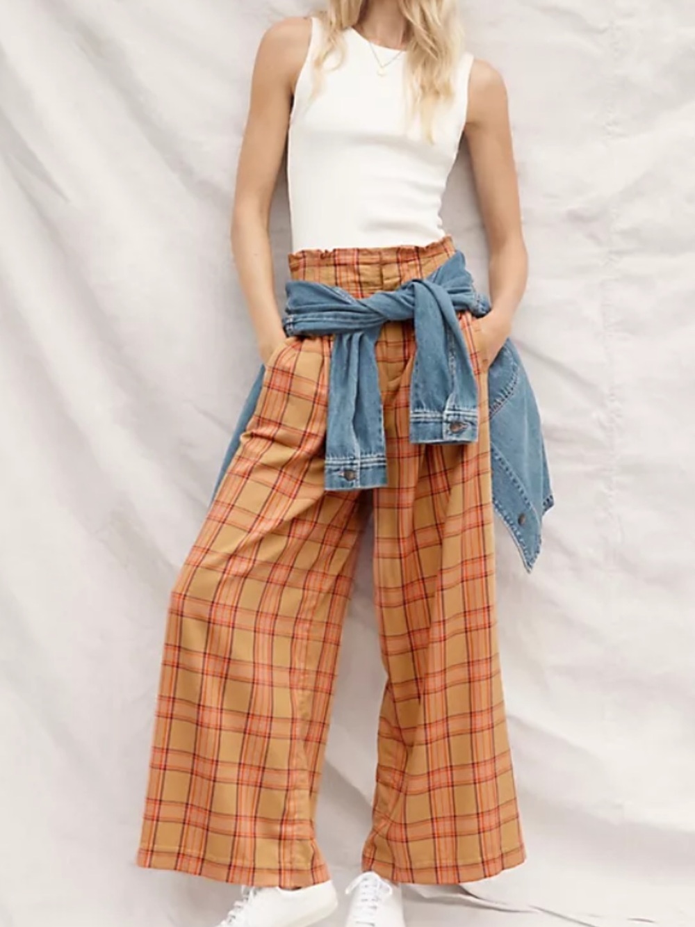 Anthropologie Maeve Albane Retro Plaid Wide Leg Pants